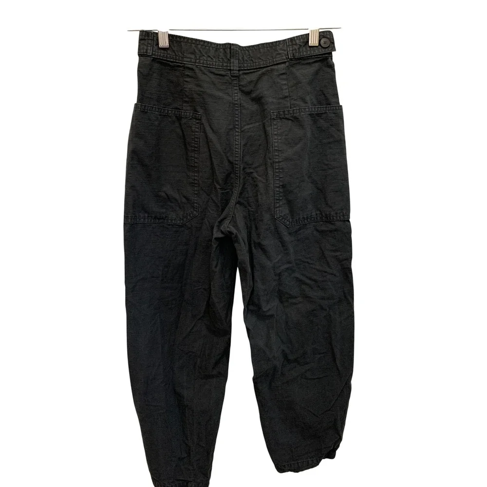 Everlane Fatigue Barrel Pants Womens 2 Black Organic Cotton Linen Utility